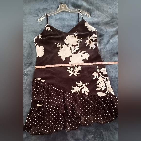 NWT Bar III XL Sky Dream Floral Eclipse B/W Slvls Drop Waist Ruffled Mini Dress - Picture 8 of 15